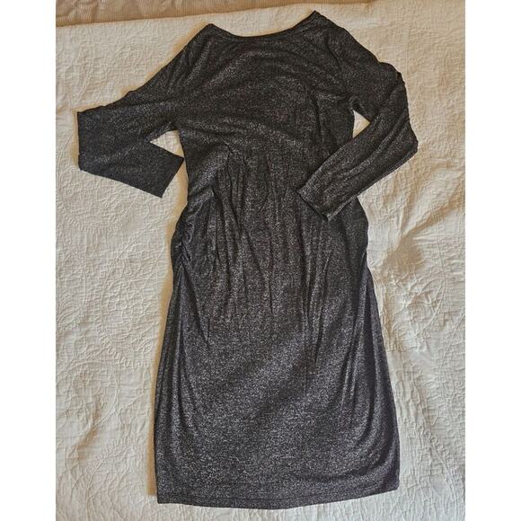 Gray & Black Maternity Stretch Sweater Dress W/ Twist Front Knot Old Navy Size L - Picture 3 of 8
